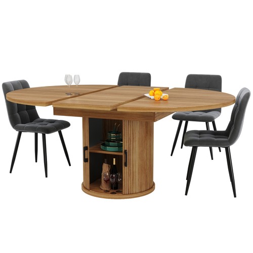 Round extendable dining table - extendable,