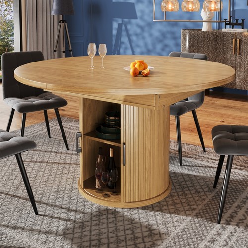 Round extendable dining table - dining,