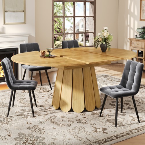Round extendable dining table - dining,